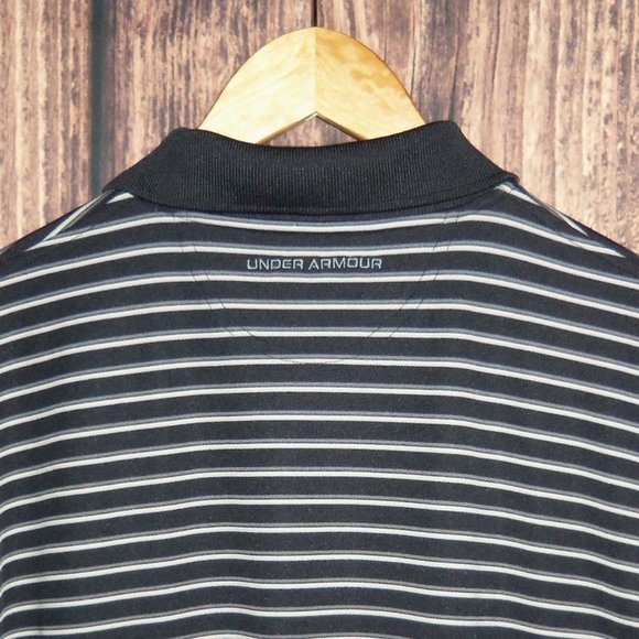Under Armour Heatgear Black Grey Striped Polo Shirt - Men's Large - Picture 6 of 8